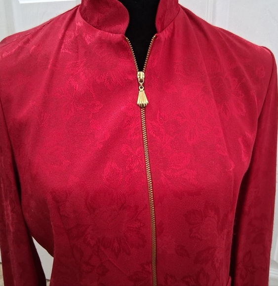 Vintage D.J. Summers Red Embossed Zip Up Jacket   Size 4P - Picture 3 of 13